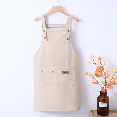 Silk Screen Printed Custom Logo Adjustable Bib Canvas Chef Apron for Women Cooking