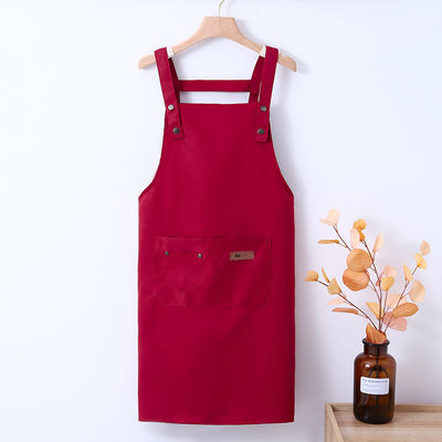 Silk Screen Printed Custom Logo Adjustable Bib Canvas Chef Apron for Women Cooking