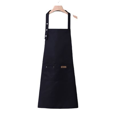 Gender-Neutral Canvas Cotton Apron with Custom LOGO Waterproof Kitchen Bib Work Apron