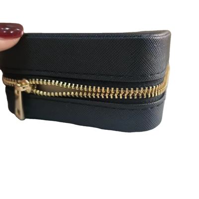 Convenient Custom Logo Leather Carrying Holder Zipper Portable Bag for Jewelry Storage