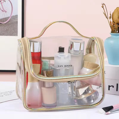 Shopping Clear Transparent Beauty Travel Toiletry PVC Custom Cosmetic Bag for Travel