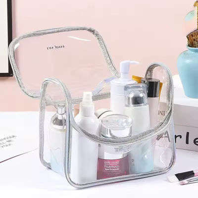Shopping Clear Transparent Beauty Travel Toiletry PVC Custom Cosmetic Bag for Travel