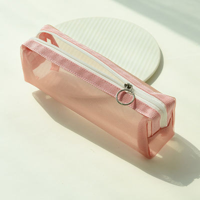 Student Exam Special Pencil Case Transparent Mesh Pencil Bag for Cosmetics Convenience