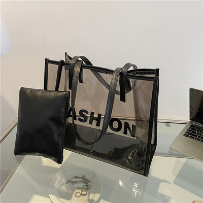 Logo Customized Logo Fashion PVC Tote Shopping Bag for Transparent Product Packaging