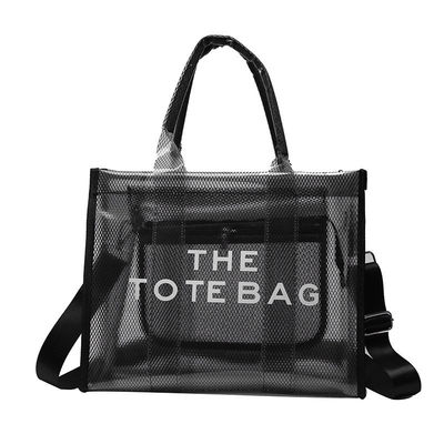 All Seasons Fashion Style Large Capacity Print Foldable Clear Pvc Shopping Tote Bag
