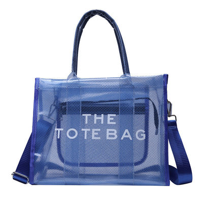 All Seasons Fashion Style Large Capacity Print Foldable Clear Pvc Shopping Tote Bag