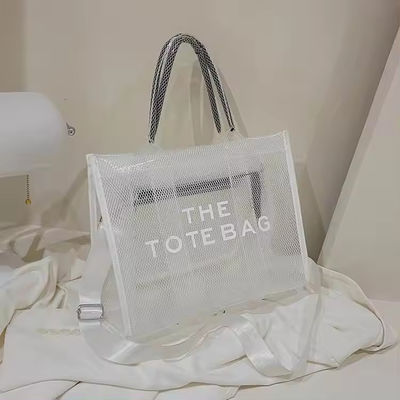 All Seasons Fashion Style Large Capacity Print Foldable Clear Pvc Shopping Tote Bag