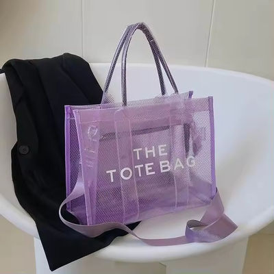All Seasons Fashion Style Large Capacity Print Foldable Clear Pvc Shopping Tote Bag