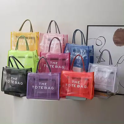 All Seasons Fashion Style Large Capacity Print Foldable Clear Pvc Shopping Tote Bag