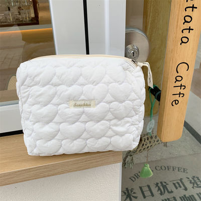 Polyester Custom Logo Puffed Puffer Pouch Large Capacity Makeup Quilted Bags Cosmetic Case