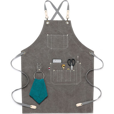 Custom Waterproof Cross Back Canvas Apron Denim Apron for Daily Life in Restaurant Bar