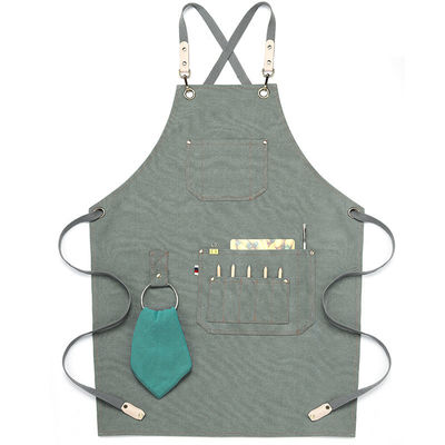 Custom Waterproof Cross Back Canvas Apron Denim Apron for Daily Life in Restaurant Bar