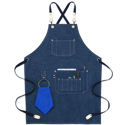Custom Waterproof Cross Back Canvas Apron Denim Apron for Daily Life in Restaurant Bar