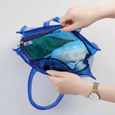 Transparent PVC Tote Bag for Summer Beach Custom Logo Waterproof Large Size Candy Color