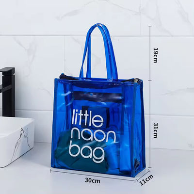 Transparent PVC Tote Bag for Summer Beach Custom Logo Waterproof Large Size Candy Color