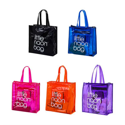 Transparent PVC Tote Bag for Summer Beach Custom Logo Waterproof Large Size Candy Color