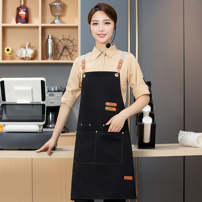 Custom Logo Cotton Waterproof Apron for Daily Life in Hot Pot Restaurant Hotel Waiter