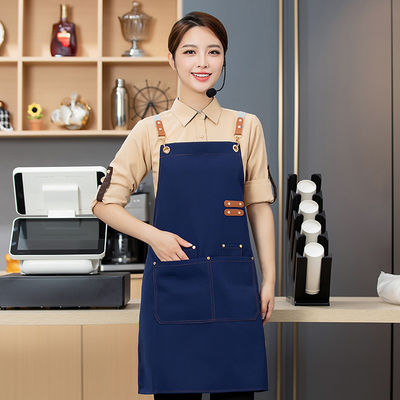 Custom Logo Cotton Waterproof Apron for Daily Life in Hot Pot Restaurant Hotel Waiter