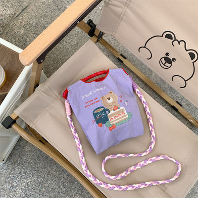Newest Fashinable Exquisite Bear Embroidery Handbag Mini Tote Cell Phone Bag OEM/ODM