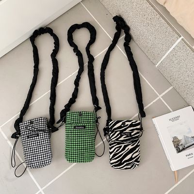 OEM/ODM Acceptable Small Square Lattice Mini Cell Phone Crossbody Bag in Canvas
