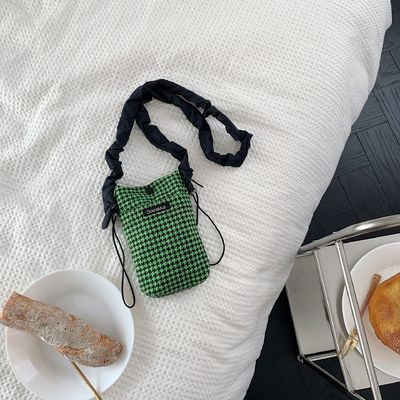 OEM/ODM Acceptable Small Square Lattice Mini Cell Phone Crossbody Bag in Canvas