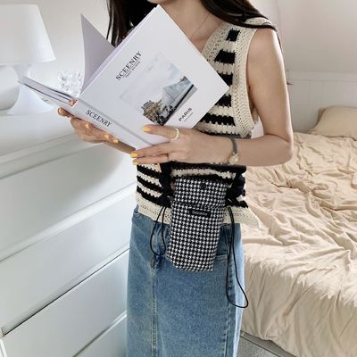 OEM/ODM Acceptable Small Square Lattice Mini Cell Phone Crossbody Bag in Canvas