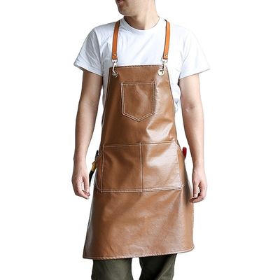 Restaurant Bar Durable Leather BBQ Apron with Work Tool Apron Design and Custom Logo