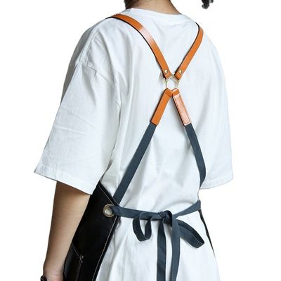 Restaurant Bar Durable Leather BBQ Apron with Work Tool Apron Design and Custom Logo