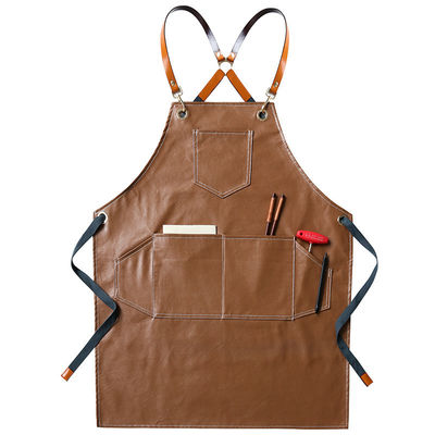 Restaurant Bar Durable Leather BBQ Apron with Work Tool Apron Design and Custom Logo
