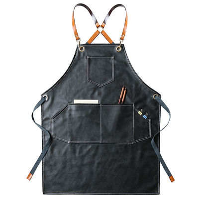 Restaurant Bar Durable Leather BBQ Apron with Work Tool Apron Design and Custom Logo