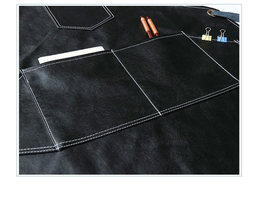 Restaurant Bar Durable Leather BBQ Apron with Work Tool Apron Design and Custom Logo