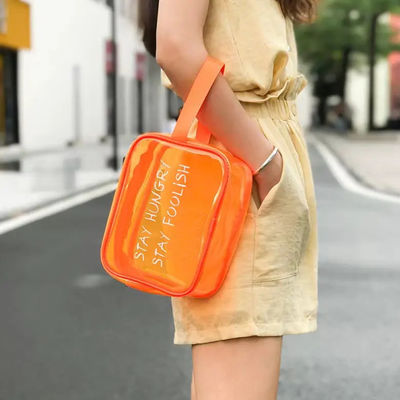 Customized Logo Clear Waterproof Makeup Pouches With Zipper For Fashionable Toiletry