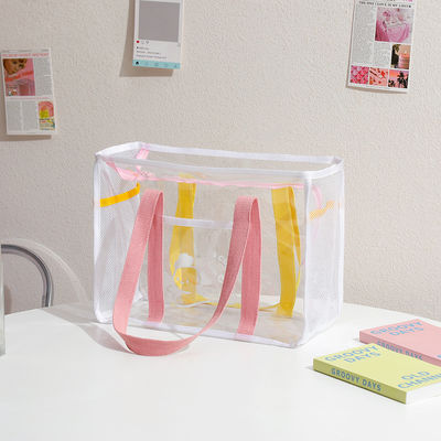 Transparent PVC Tote Bag Clear Candy Colors U-shaped Beach Shopping Handbag for Women