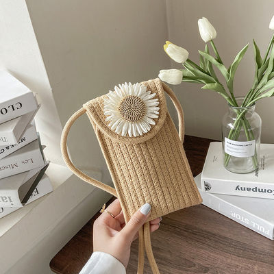 Woven Bag Flower Shoulder Crossbody Women's Bag for Customized Color and Beach Vacation