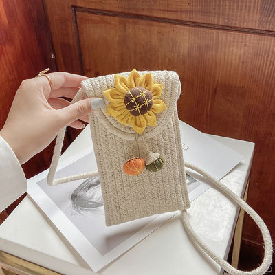 Woven Bag Flower Shoulder Crossbody Women's Bag for Customized Color and Beach Vacation