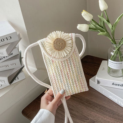 Woven Bag Flower Shoulder Crossbody Women's Bag for Customized Color and Beach Vacation