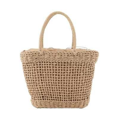 Custom Logo Accepted Medium Size Rattan Straw Handbag for Lady Hollow Out Summer Fashion