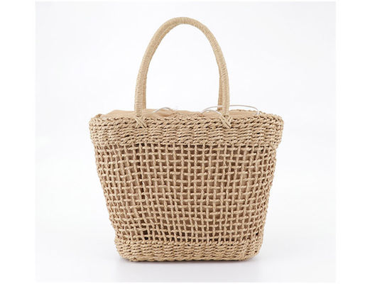 Custom Logo Accepted Medium Size Rattan Straw Handbag for Lady Hollow Out Summer Fashion