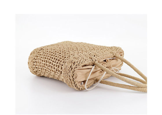 Custom Logo Accepted Medium Size Rattan Straw Handbag for Lady Hollow Out Summer Fashion