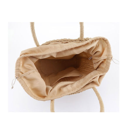 Custom Logo Accepted Medium Size Rattan Straw Handbag for Lady Hollow Out Summer Fashion