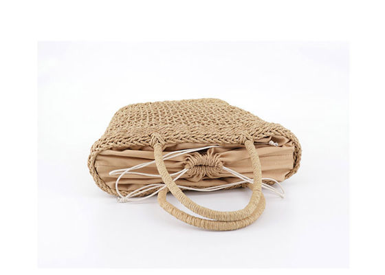 Custom Logo Accepted Medium Size Rattan Straw Handbag for Lady Hollow Out Summer Fashion