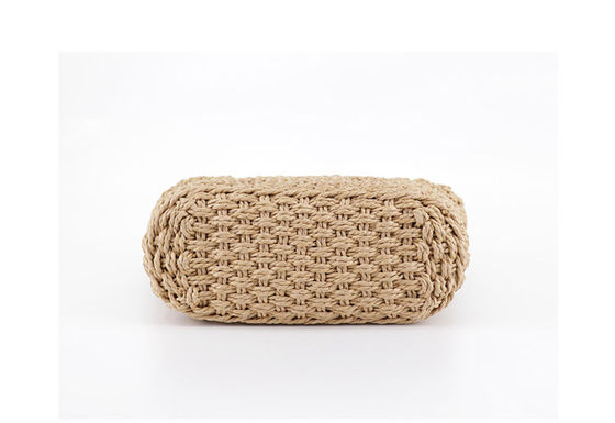 Custom Logo Accepted Medium Size Rattan Straw Handbag for Lady Hollow Out Summer Fashion
