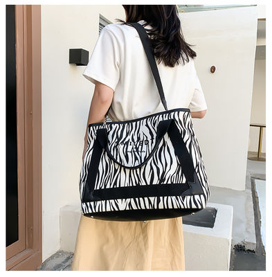 Custom Logo Travel Polyester Women Shoulder Canvas Beach Bag for Shopping and Leisure