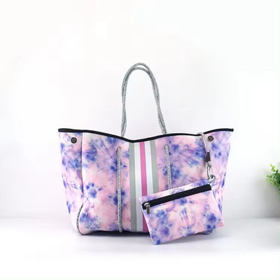 Custom Logo Accepted Neoprene Beach Bag Tote Handbag for Women Perforated Design