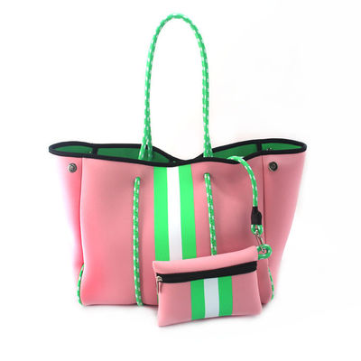 Custom Logo Accepted Neoprene Beach Bag Tote Handbag for Women Perforated Design