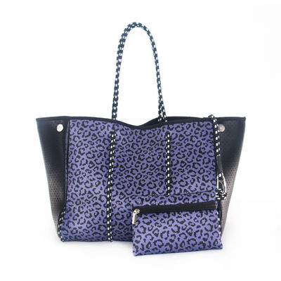 Custom Logo Accepted Neoprene Beach Bag Tote Handbag for Women Perforated Design
