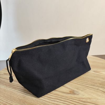 OEM/ODM Accepted Custom Logo Printed Canvas Zipper Makeup Bag for Pencil and Coin Storage