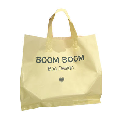 Custom Logo Accepted Soft Loop Handles Tote Shopping Plastic Bag for Clothing Packaging