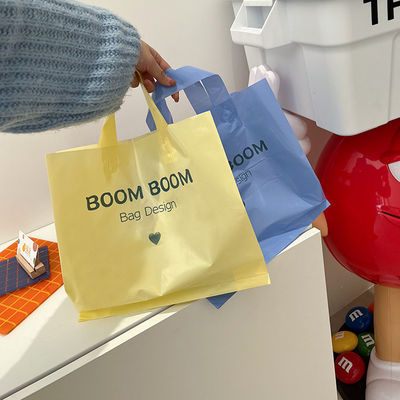 Custom Logo Accepted Soft Loop Handles Tote Shopping Plastic Bag for Clothing Packaging