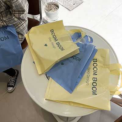 Custom Logo Accepted Soft Loop Handles Tote Shopping Plastic Bag for Clothing Packaging